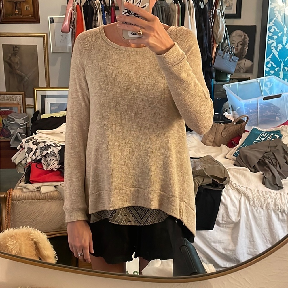 Beige sweater with open back